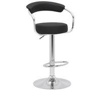 Lamboro Zenith Single Kitchen Bar Stool, Chrome Footrest, Height Adjustable Swivel Gas Lift, Breakfast Stool & Home Barstool, Black