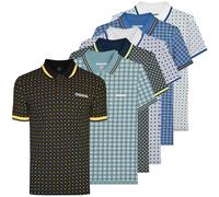 Lambretta All Over Geometric Mens Smart Classic Retro Polo Shirt - Khaki - XL