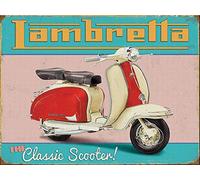 Lambretta Classic Scooter Tin Sign Wall Decor Metal Poster Retro Plaque Warning Sign Crafts for Office Cafe Club bar