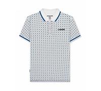 Lambretta Clothing Mens Mod Geometric Polo Shirt White Blue Navy S