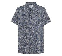 Lambretta Men Paisley Short Sleeved Button Down Shirts (UK, Alpha, XL, Regular, Regular, Navy)