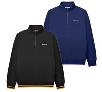 Lambretta Mens 1/4 Zip Pull Logo Classic Pull Over Sweatshirt - Black/Gold - 3XL