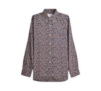 Lambretta Mens Button Down Paisley Shirt (UK, Alpha, XXL, Regular, Regular, Navy)