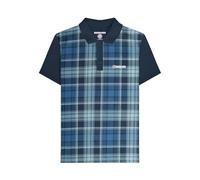Lambretta Mens Check Print Short Sleeve Polo Shirt - Navy - 3XL