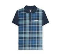 Lambretta Mens Check Print Short Sleeve Polo Shirt - Navy - S