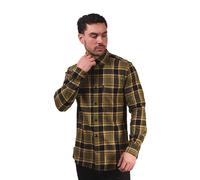 Lambretta Men's Checked Brushed Long-Sleeved Shirt in Light Khaki | Size: 4XL Lambretta Light Khaki 4XL