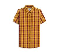 Lambretta Mens Checked Short Sleeved Button Down Shirts (UK, Alpha, 3XL, Regular, Regular, Burgundy/Gold)