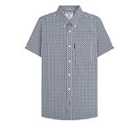 Lambretta Mens Checked Short Sleeved Button Down Shirts (UK, Alpha, 4XL, Regular, Regular, Navy/White)