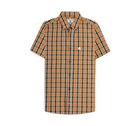 Lambretta Mens Checked Short Sleeved Button Down Shirts (UK, Alpha, XXL, Regular, Regular, Black/White/Orange)