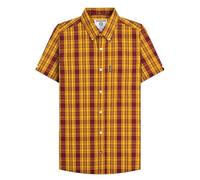 Lambretta Mens Checked Short Sleeved Button Down Shirts (UK, Alpha, XXL, Regular, Regular, Burgundy/Gold)