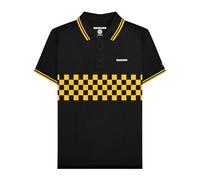 Lambretta Mens Checkerboard Short Sleeve Polo Shirt (UK, Alpha, L, Regular, Regular, Black Gold)