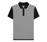 Lambretta Mens Checkerboard Short Sleeve Polo Shirt (UK, Alpha, S, Regular, Regular, Black)