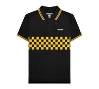 Lambretta Mens Checkerboard Short Sleeve Polo Shirt (UK, Alpha, S, Regular, Regular, Black Gold)