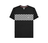 Lambretta Mens Checkerboard Target Logo Short Sleeve T-Shirt (UK, Alpha, M, Regular, Regular, Black/White)
