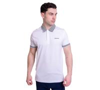 Lambretta Mens Checkerboard Trim Short Sleeve Polo Shirt White Size Large