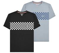 Lambretta Mens Classic Retro Two Tone Panel Mod Ska T-Shirt - Blue - 3XL