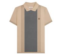 Lambretta Men's Contrast Panel Vintage Polo Shirt in Stone | Size: Medium Lambretta Stone M