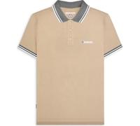 Lambretta Mens Contrast Tip Short Sleeve Polo Shirt - Stone/Iron - 2XL