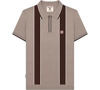 Lambretta Mens Corsico 1/4 Zip Short Sleeve Polo Shirt - Mushroom - L