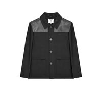Lambretta Mens Donkey Jacket with PVC Shoulder Panels (UK, Alpha, XXL, Regular, Regular, Black)