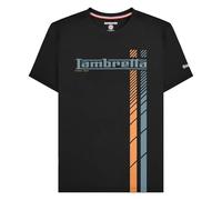 Lambretta Mens Fade Racing Stripe Short Sleeve T-Shirt - Black - 4XL