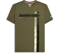 Lambretta Mens Fade Racing Stripe Short Sleeve T-Shirt - Khaki - L