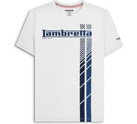 Lambretta Mens Fade Racing Stripe Short Sleeve T-Shirt - White/Navy/Blue - M