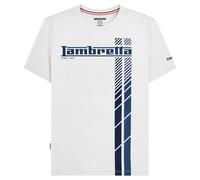 Lambretta Mens Fade Racing Stripe Short Sleeve T-Shirt - White/Navy/Blue - S