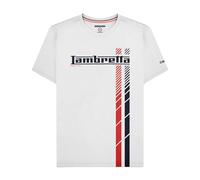 Lambretta Mens Fade Racing Stripes Retro T-Shirt 3XL White