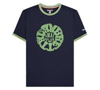 Lambretta Mens Festival Ringer Short Sleeve Crew Neck T-Shirt - Navy - M