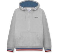 Lambretta Mens Full Zip Twin Tipped Hooded Sweatshirt Hoodie - Grey/Dark Blue/Red - M