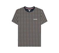 Lambretta Mens Geo AOP Crew Neck Short Sleeve T-Shirt - Navy/Tobacco - M