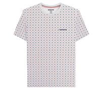 Lambretta Mens Geo AOP Crew Neck Short Sleeve T-Shirt - White - L
