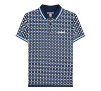 Lambretta Mens Geometric Print Short Sleeve Polo Shirt (UK, Alpha, S, Regular, Regular, Navy)