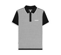Lambretta Mens Gingham All Over Print Short Sleeve Polo Shirt - Black - M