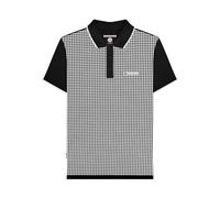 Lambretta Men's Gingham All-Over Print Polo Shirt in Black | Size: 3XL Lambretta Black 3XL