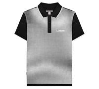 Lambretta Mens Gingham AOP Polo Shirt Big & Tall Short Sleeve Top - Black - 5XL