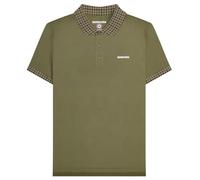 Lambretta Mens Gingham Collar Short Sleeve Polo Shirt - Khaki - 2XL