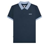 Lambretta Mens Gingham Collar Short Sleeve Polo Shirt - Navy - 2XL