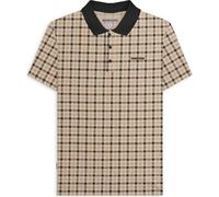 Lambretta Men's Gingham Polo Shirt (UK, Alpha, 3XL, Regular, Regular, Stone)