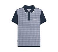 Lambretta Men's Gingham Polo Shirt (UK, Alpha, L, Regular, Regular, Navy)
