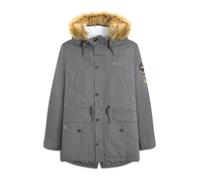 Lambretta Mens Parka Faux Fur Hooded Jacket - Granite - 2XL