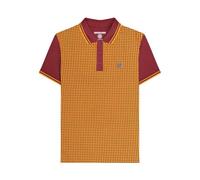 Lambretta Mens Houndstooth Short Sleeve Polo Shirt (UK, Alpha, 3XL, Regular, Regular, Burgundy/Gold)