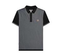 Lambretta Mens Houndstooth Short Sleeve Polo Shirt (UK, Alpha, 4XL, Regular, Regular, Black/Iron)