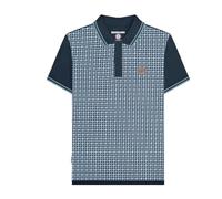 Lambretta Mens Houndstooth Short Sleeve Polo Shirt (UK, Alpha, S, Regular, Regular, Navy)