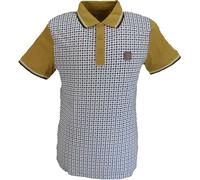 Lambretta Mens Houndstooth Short Sleeve Polo Shirt (UK, Alpha, XL, Regular, Regular, Mustard)