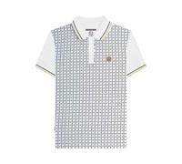 Lambretta Mens Houndstooth Short Sleeve Polo Shirt (UK, Alpha, XL, Regular, Regular, White)