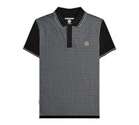 Lambretta Mens Houndstooth Short Sleeve Polo Shirt (UK, Alpha, XXL, Regular, Regular, Black/Iron)