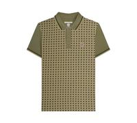 Lambretta Mens Houndstooth Short Sleeve Polo Shirt (UK, Alpha, XXL, Regular, Regular, Khaki)