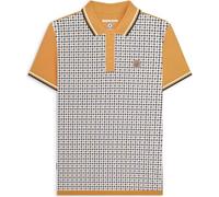 Lambretta Mens Houndstooth Short Sleeve Polo Shirt (UK, Alpha, XXL, Regular, Regular, Mustard)
